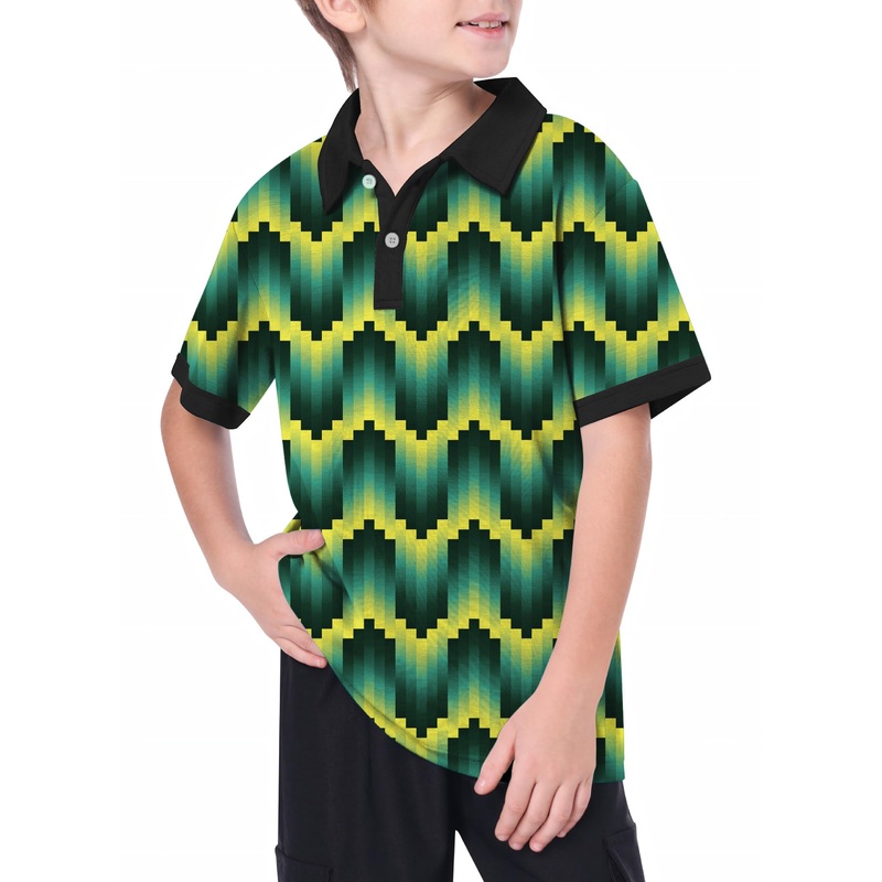 Youth Green Ripples Custom Sport Team Competition Uniforms Golf Polo
