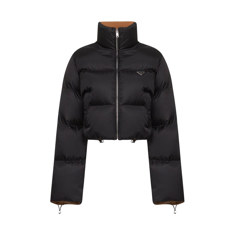 Black Re-Nylon cropped down jacket