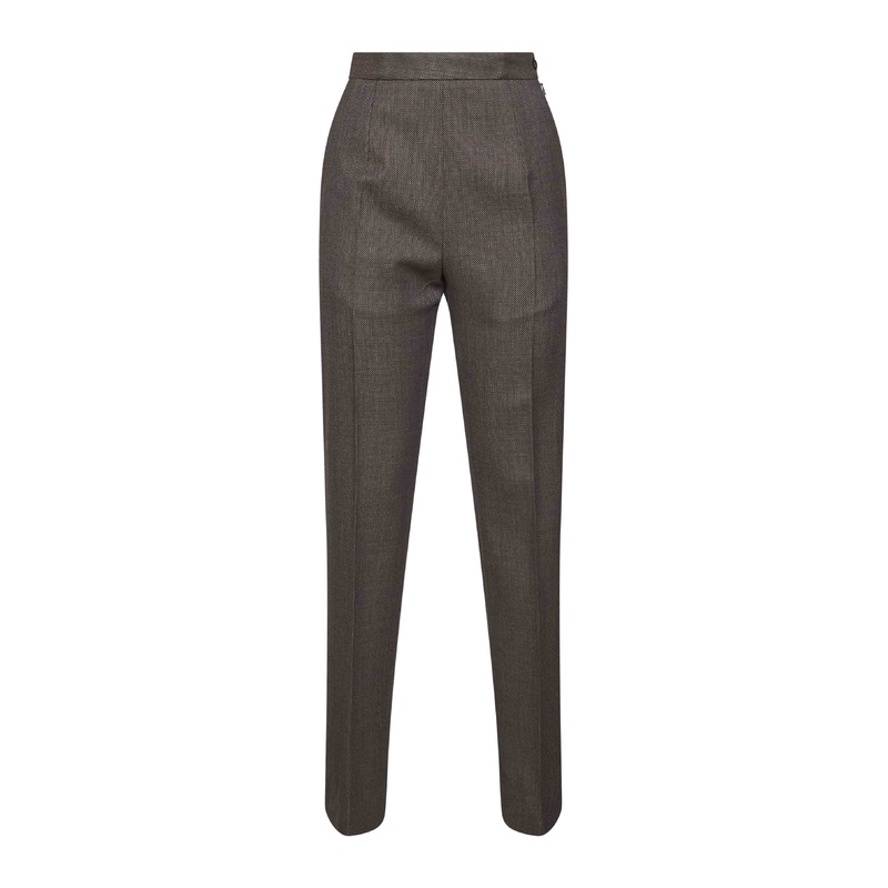Brown virgin wool canvas trousers