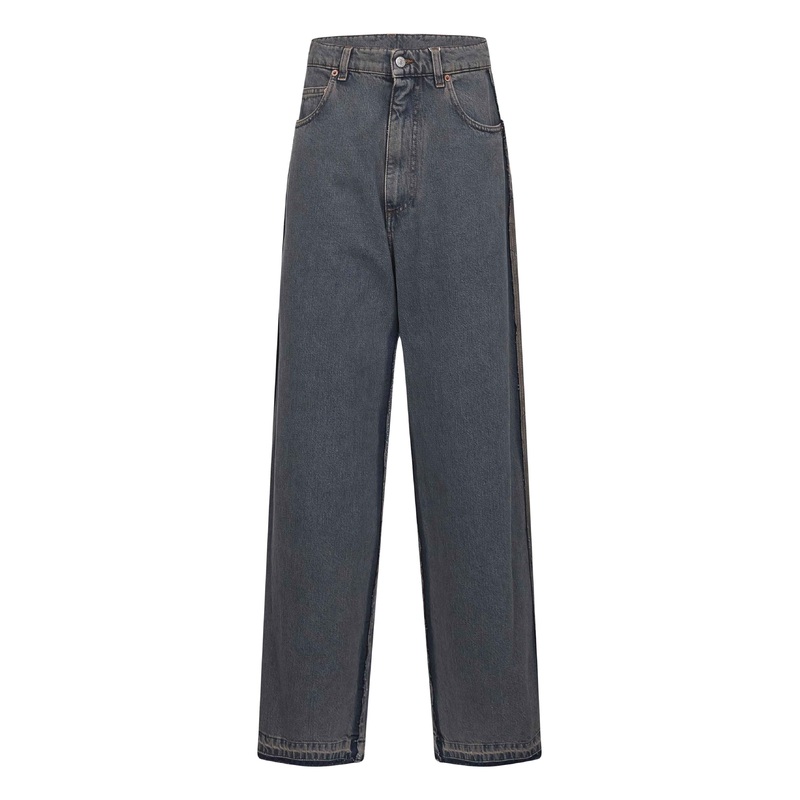 Grey denim wide-leg jeans|24|25|26|27|28