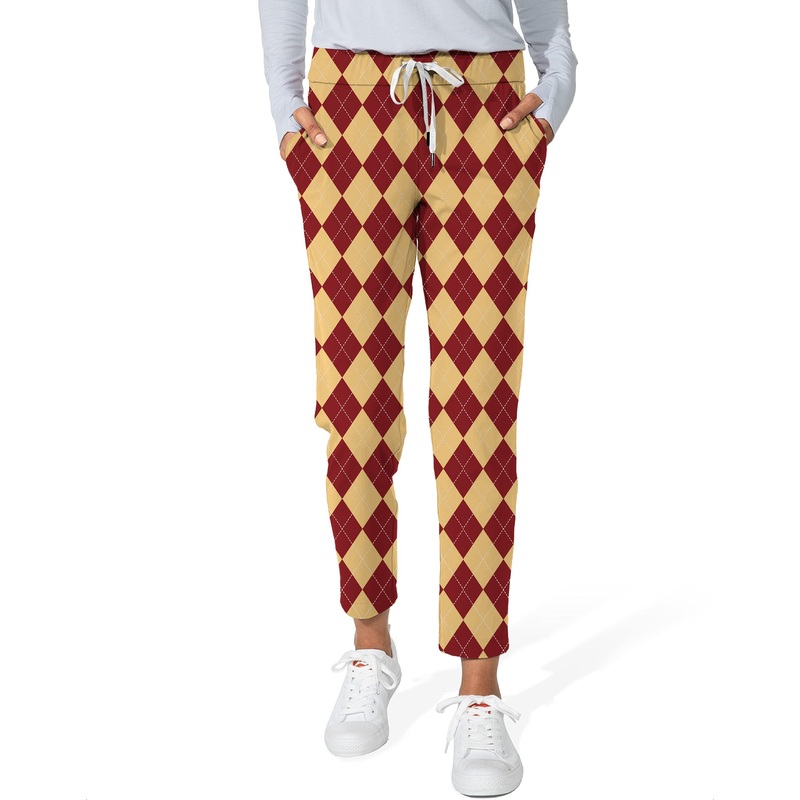 yellow red Argyle-Women’s 7/8 Stretch Ankle Golf Pants
