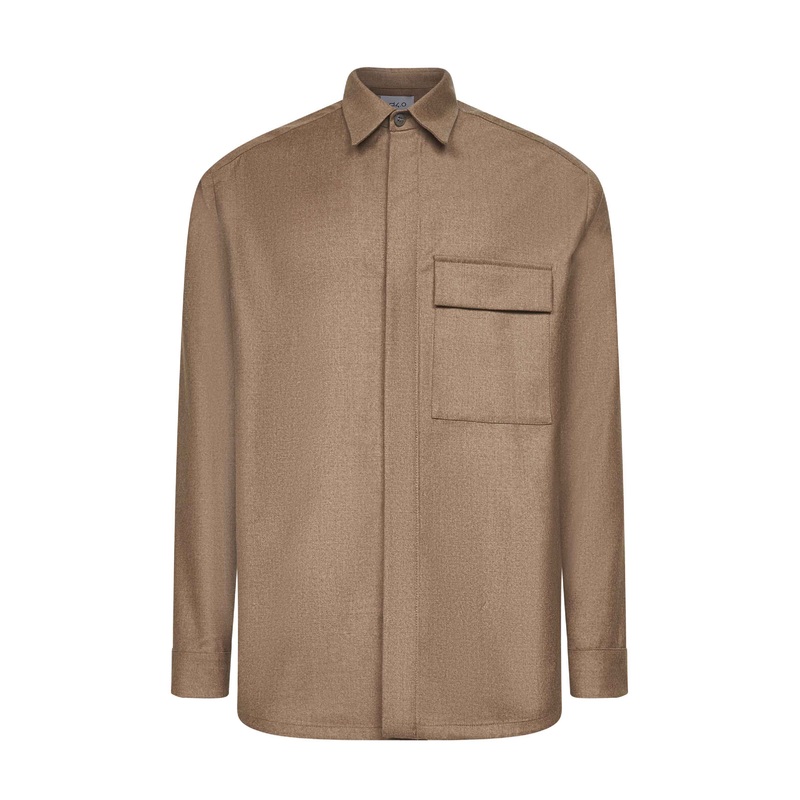 Beige virgin wool shirt jacket