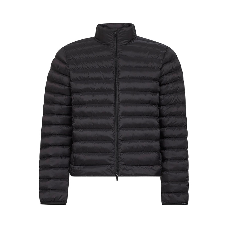 Black matte nylon lightweight puffer jacket