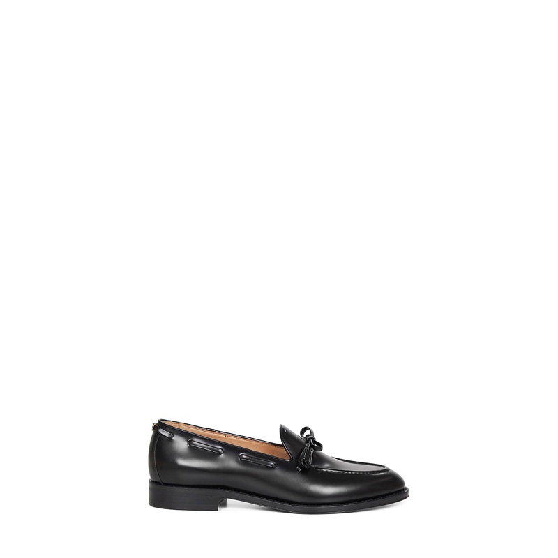 Black shiny calfskin leather Bowshire loafers