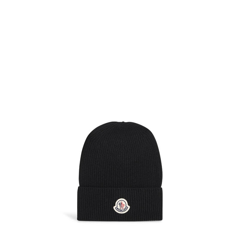 Black wool and cashmere knit beanie