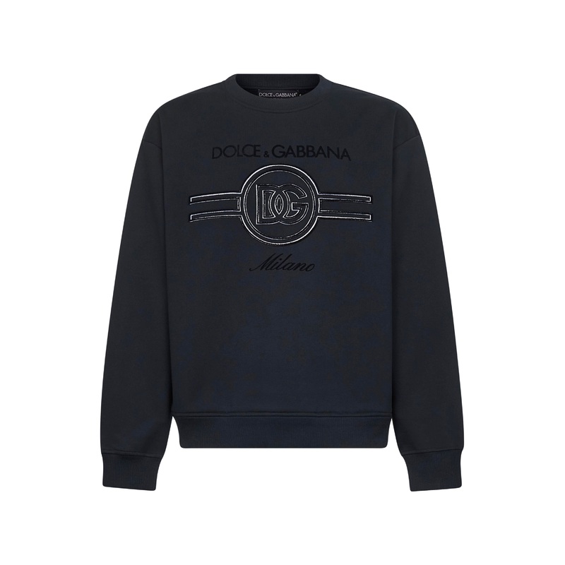 Blue jersey embroidered sweatshirt