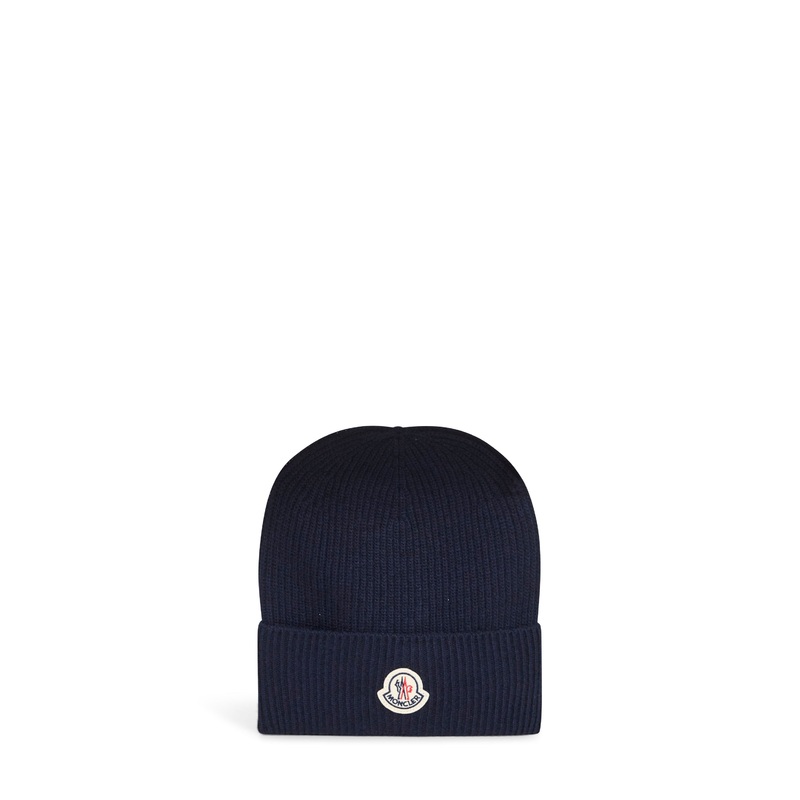 Blue wool and cashmere knit beanie