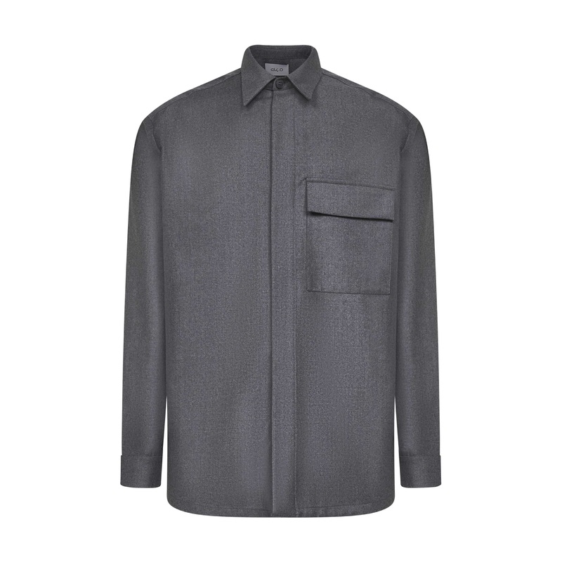 Grey virgin wool shirt jacket|48|50|52|54|56