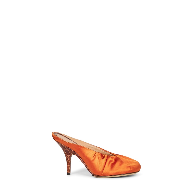 Orange satin heeled mules|36|37|37.5|38|39|40|41
