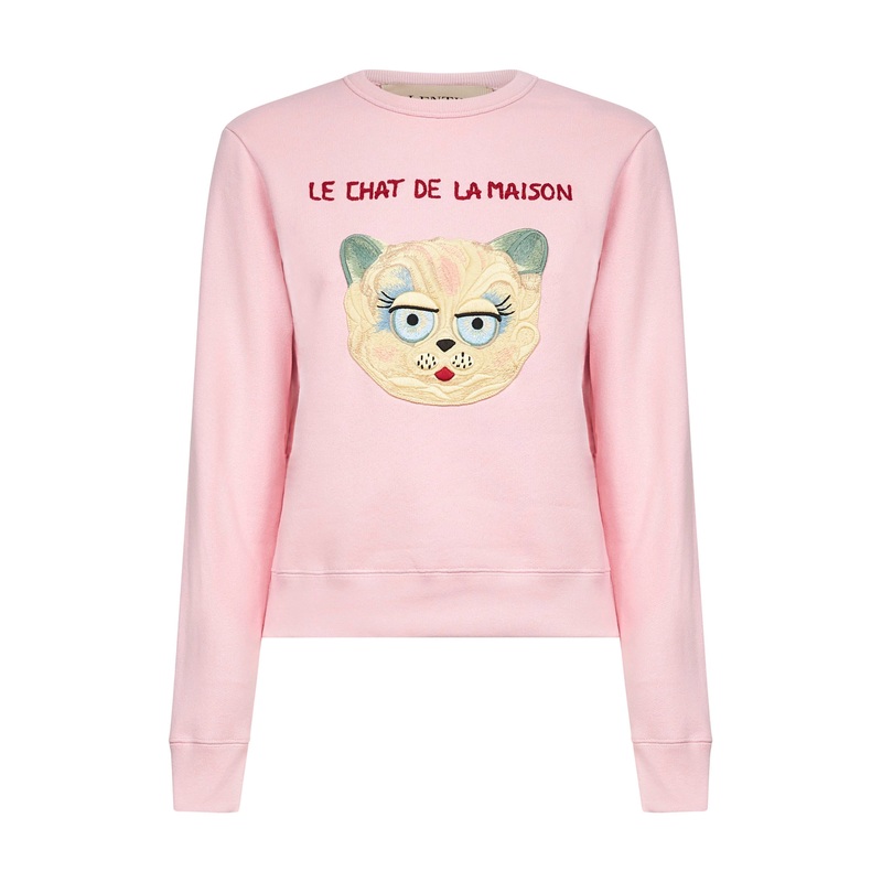 Pink Le Chat de la Maison embroidered sweatshirt