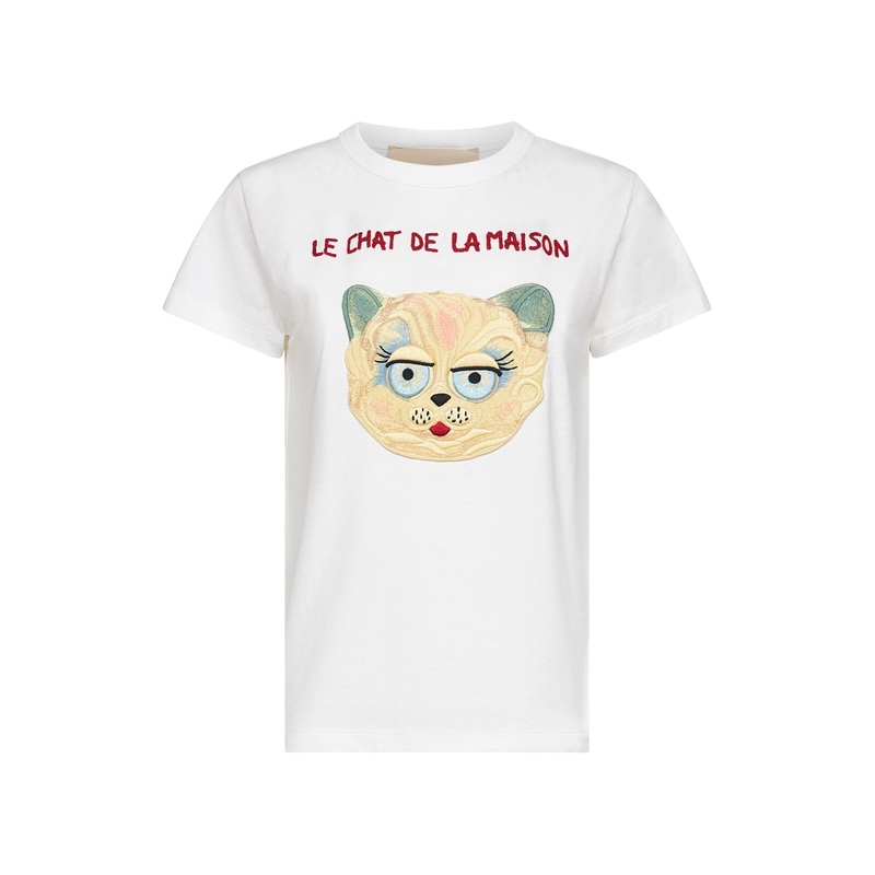White Le Chat de la Maison embroidered T-shirt