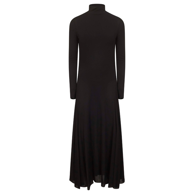 Black fluid jersey hear midi dress