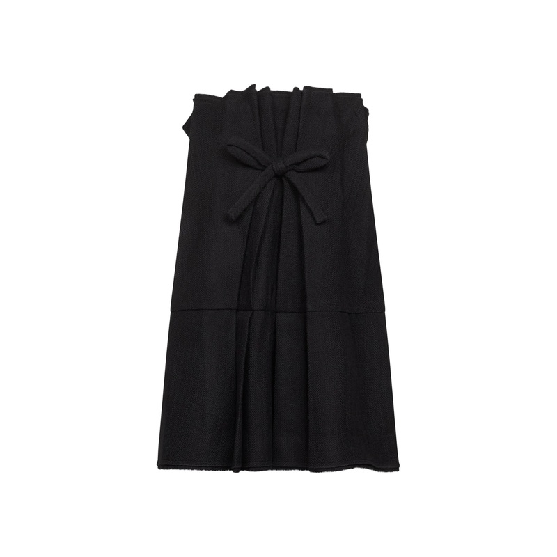 Black wool chevron mini dress|38|40