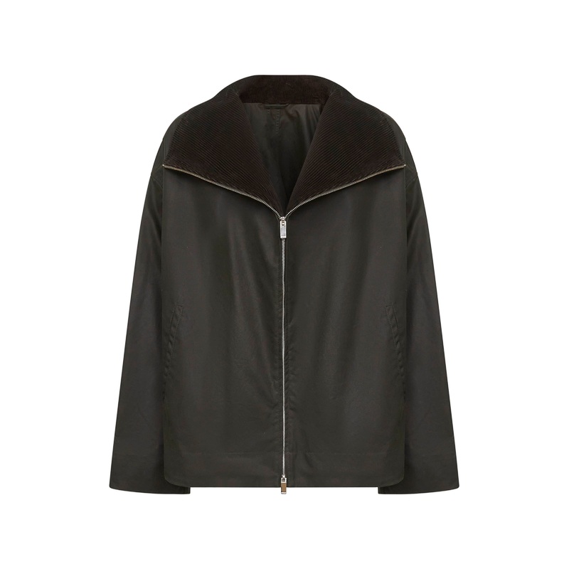 Green waxed cotton country jacket