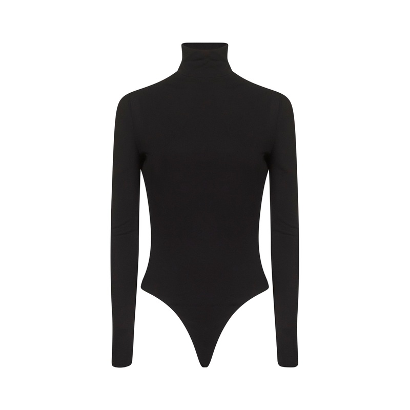 Black fluid jersey heart bodysuit