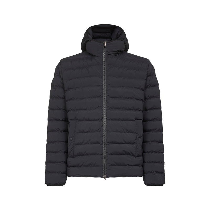 Black light stretch nylon Resort hooded jacket