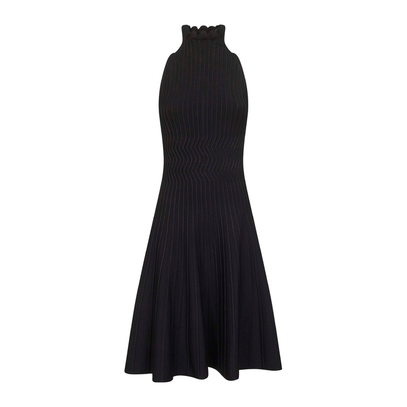 Black ribbed knit midi dress|38|40