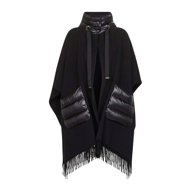 Black warmy and ultralight nylon Resort poncho