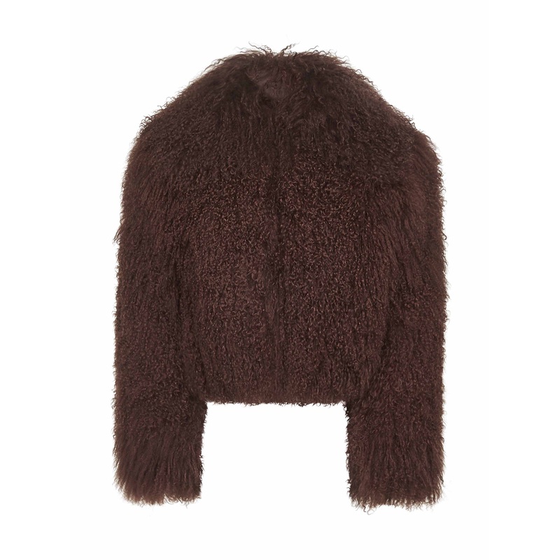 Brown shearling cropped jacket