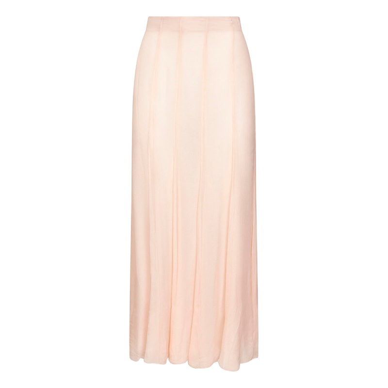 Nude silk muslin fluid maxi skirt