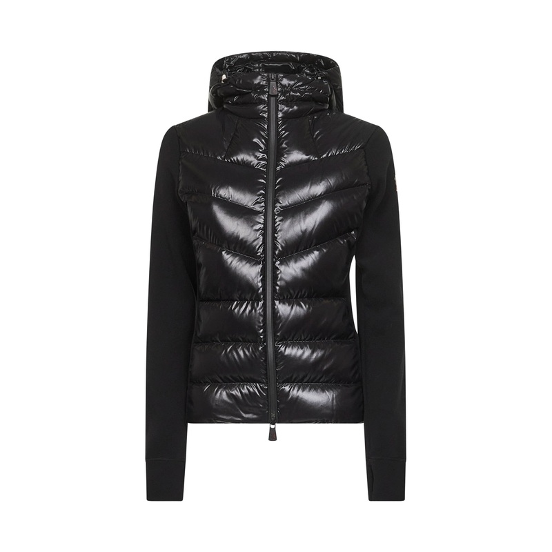 Black zip-up hooded padded cardigan