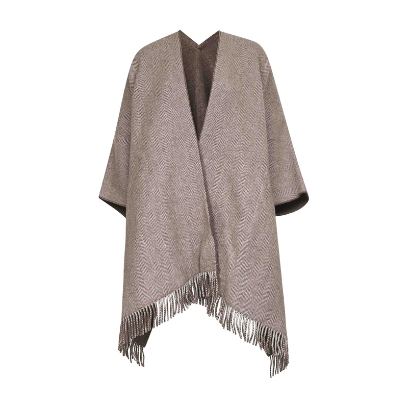 Brown sparkling flannel reversible poncho