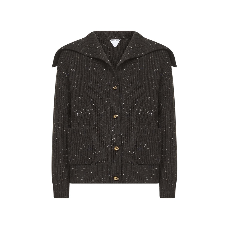 Fondant English rib knit wool cardigan