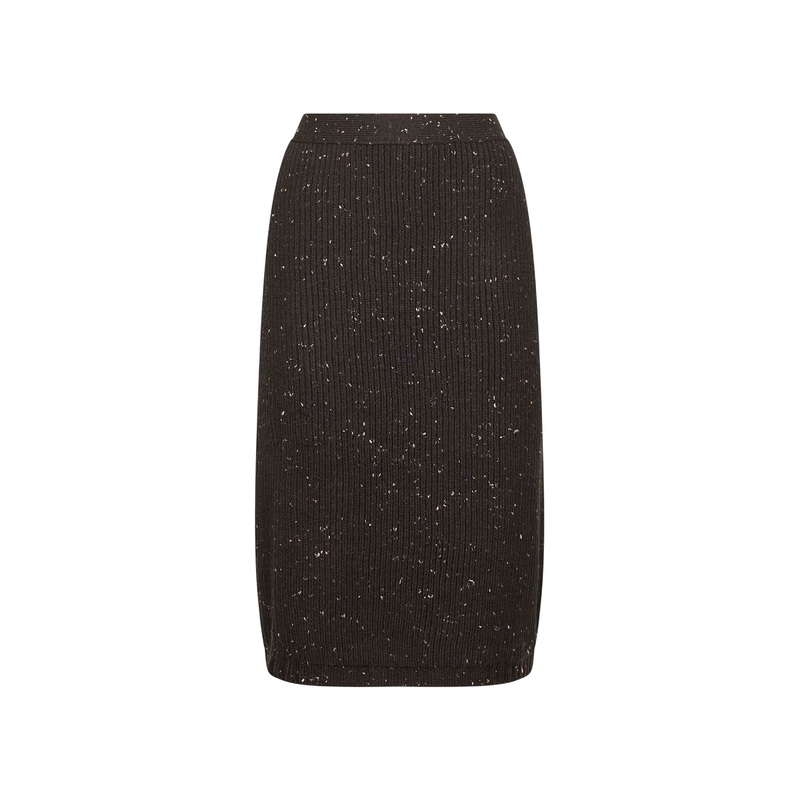 Fondant English rib knit wool midi skirt