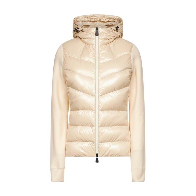 Ivory zip-up hooded padded cardigan
