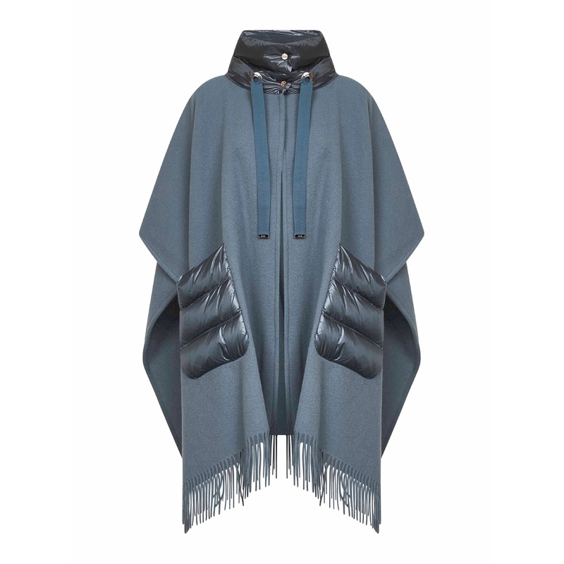 Midnight teal warmy and ultralight nylon Resort poncho