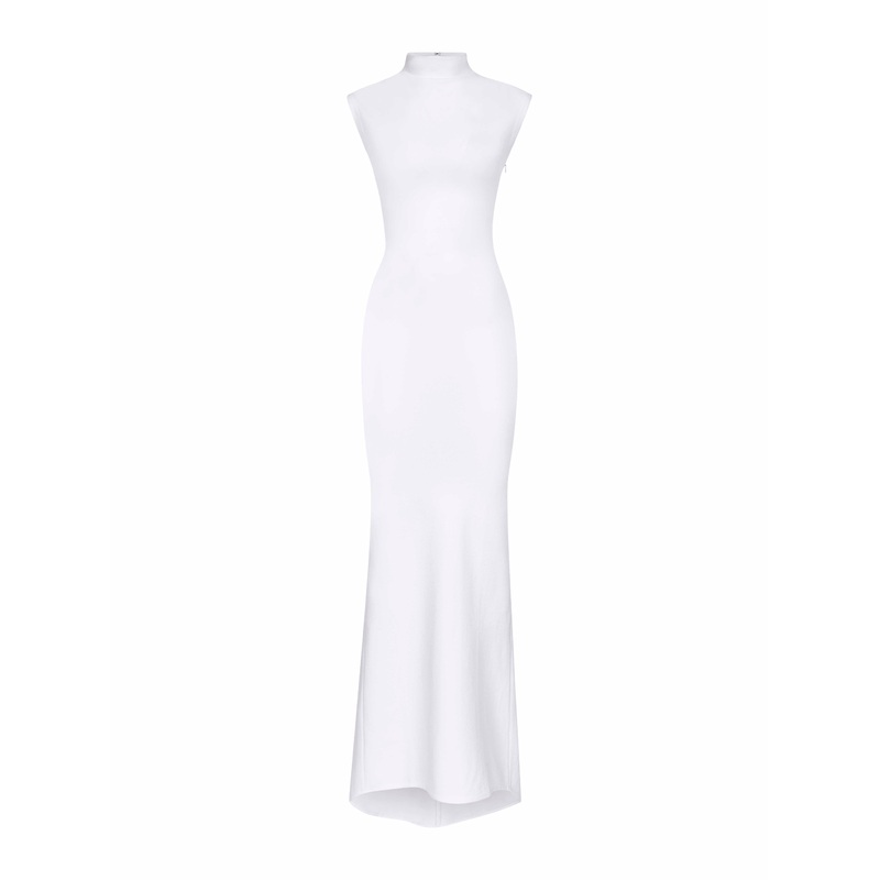 White jersey crepe The Alba long dress