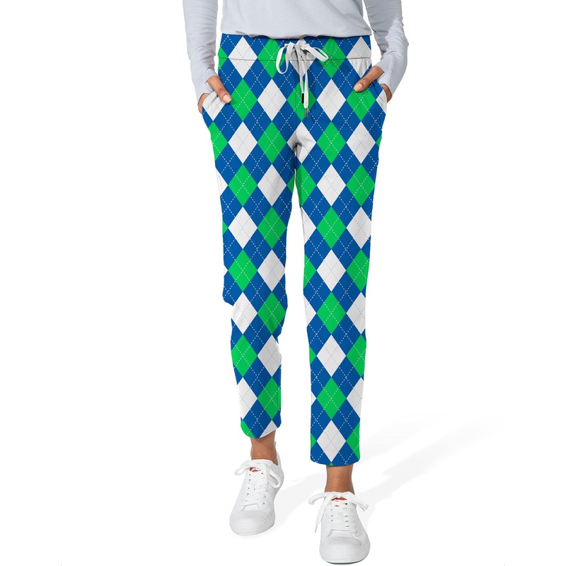 Argyle green blue-Women’s 7/8 Stretch Ankle Golf Pants