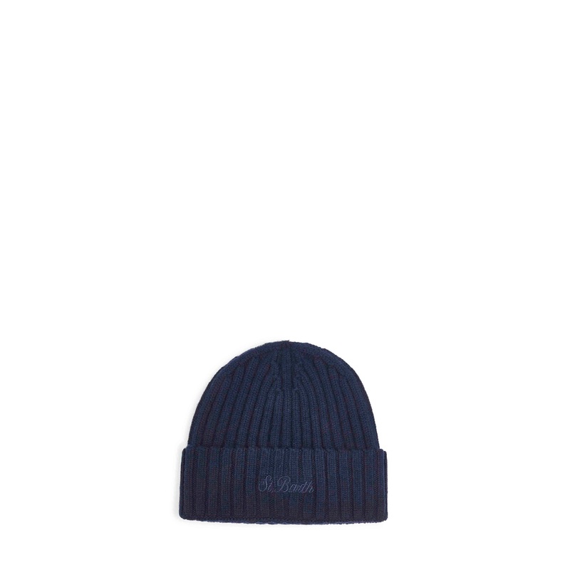Blue ribbed wool Wengen beanie