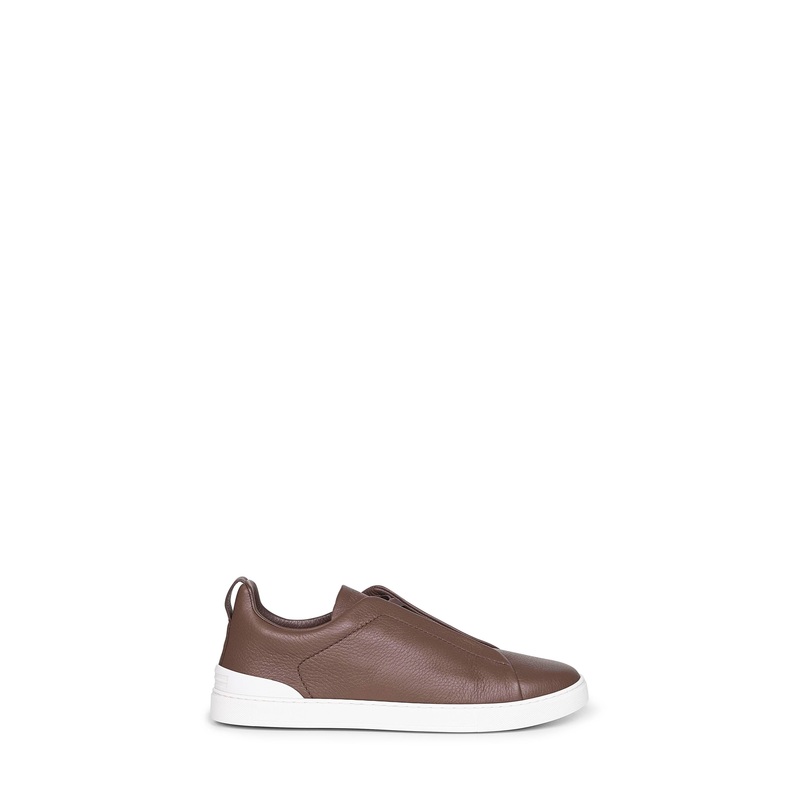 Brown deerskin Triple Stitch sneakers