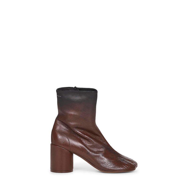 Brown gradien-effect leather anatomic ankle boots