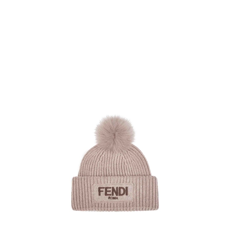 Dove grey wool beanie with pompom