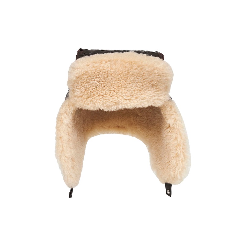 Fondant Intrecciato leather aviator hat