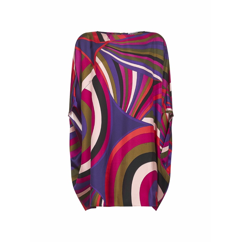 Iride print silk short caftan|PZ