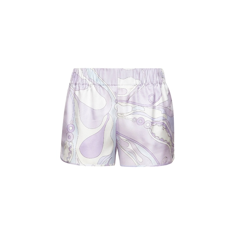 Lavender Orchidee print silk shorts