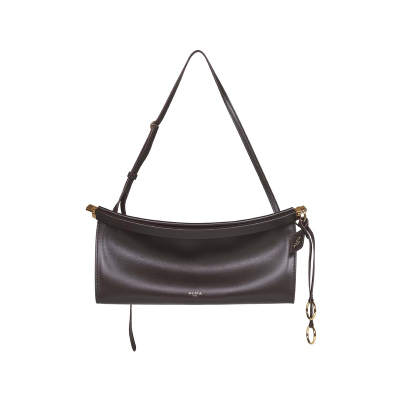 Marron fonce Le Click East West medium shoulder bag<BR/>