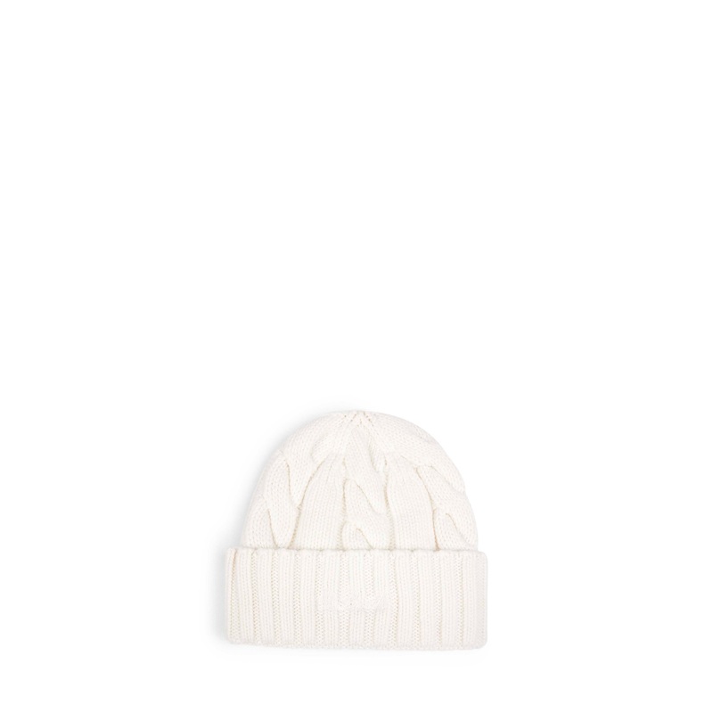 Off-white cable-knit wool Cannon beanie