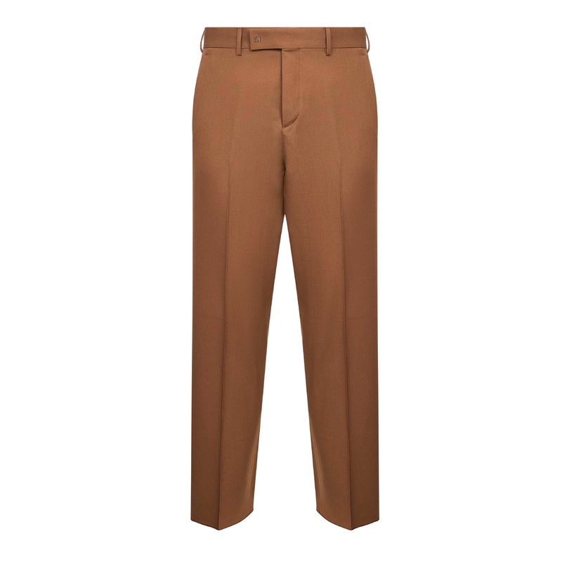Tobacco wool gabardine cigarette trousers
