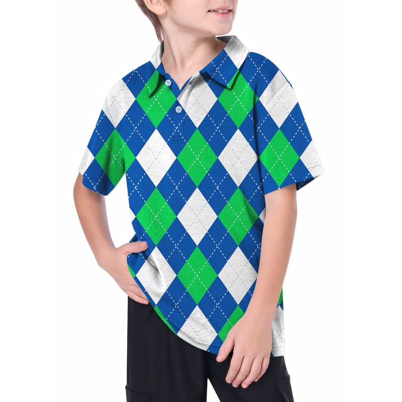 Youth Argyle green blue Golf Polo
