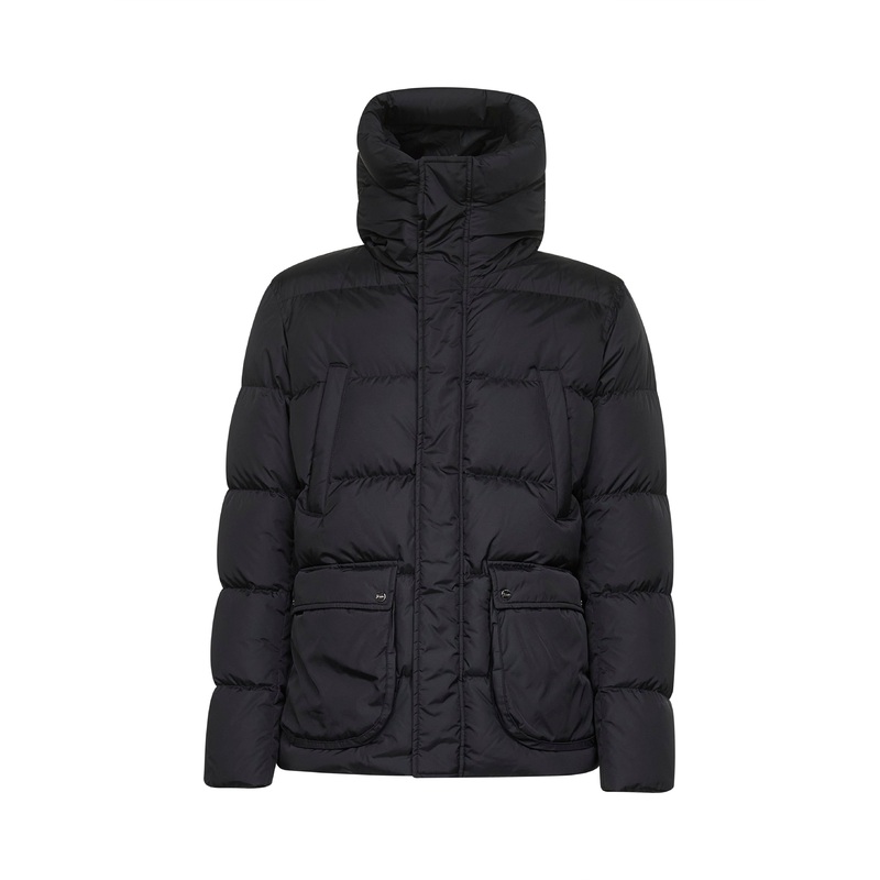 Black Chamonix nylon hooded bomber jacket