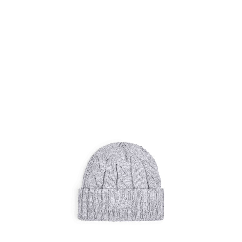 Grey cable-knit wool Cannon beanie