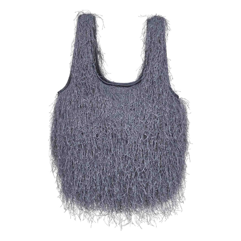 Grey fringed tote bag|PZ