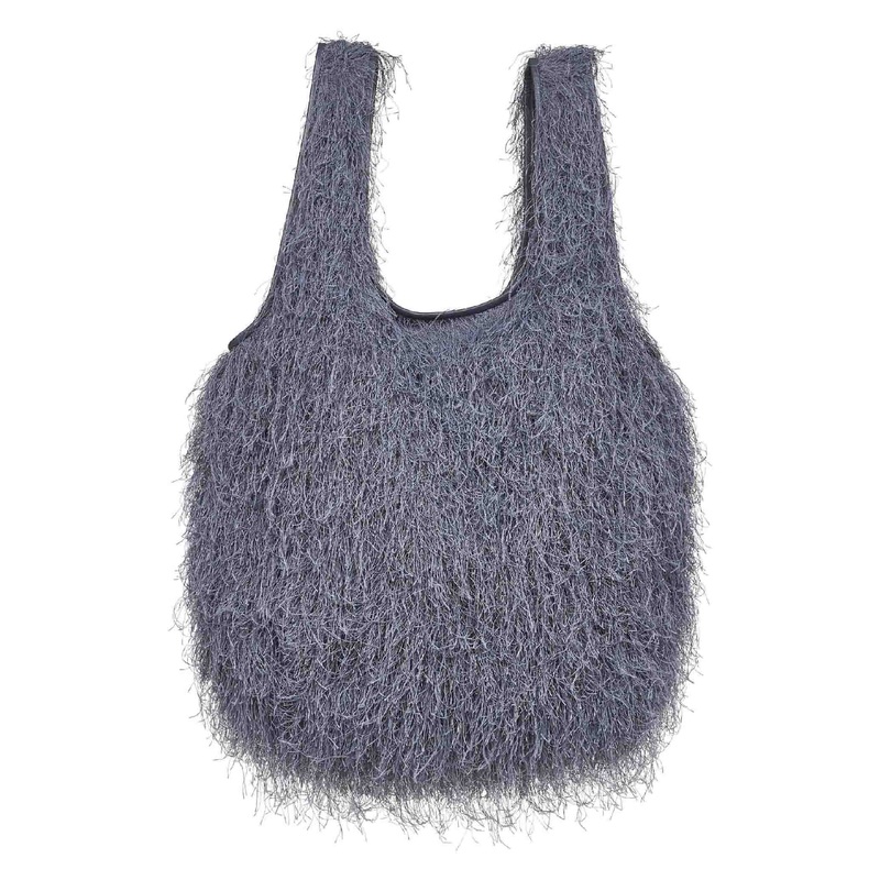 Grey large fringed tote bag|PZ
