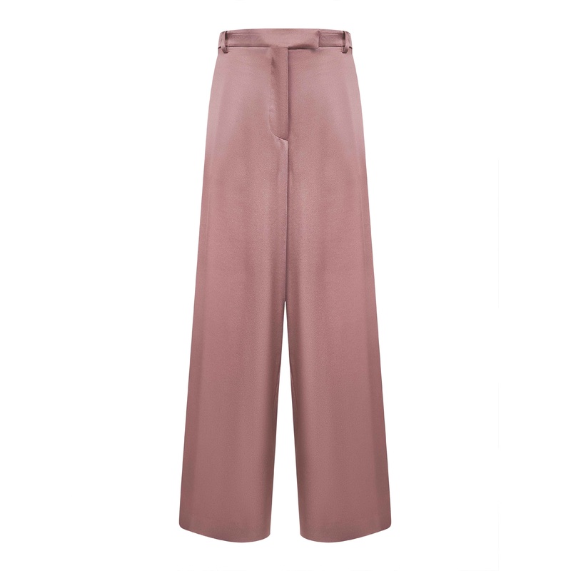 Old rose satin wide-leg trousers