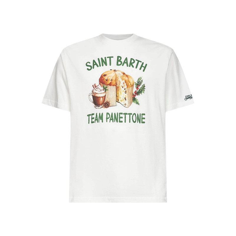 White printed and embroidered Arnott T-Shirt