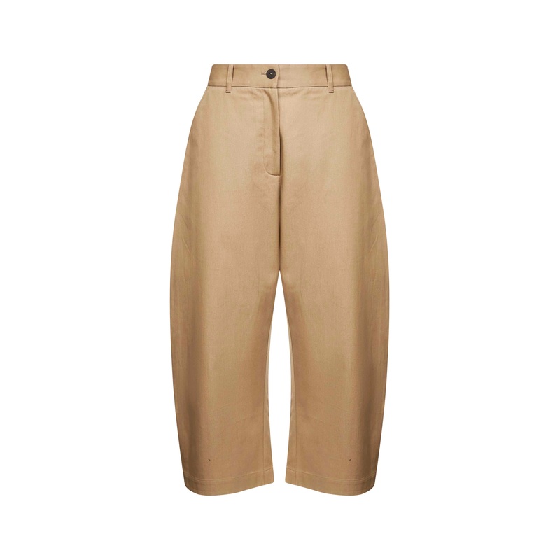 Beige twill Chalco cropped trousers